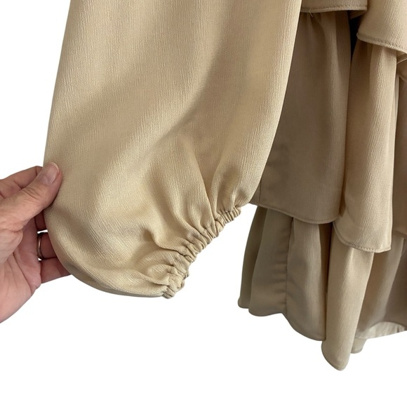 WeWoreWhat Tiered Mini Dress Chiffon Crème Brulee XL - Picture 6 of 11